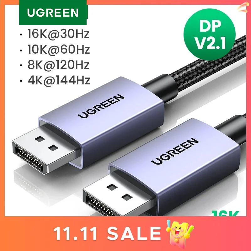 

UGREEN 16K Displayport Кабель DP2.1 8K 4K144Hz Видео-аудиокабель для Xiaomi TV Box ПК Ноутбук Монитор Игровой DP Кабель Display Port