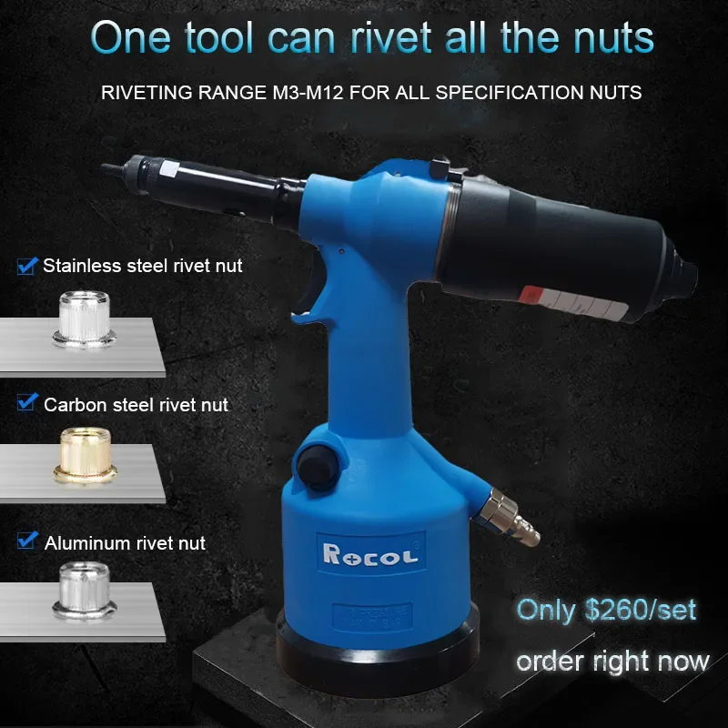 Wholesale China Professional Pneumatic Air Pull Rivet Nut Gun Hand Riveter Riveting Tool Sets