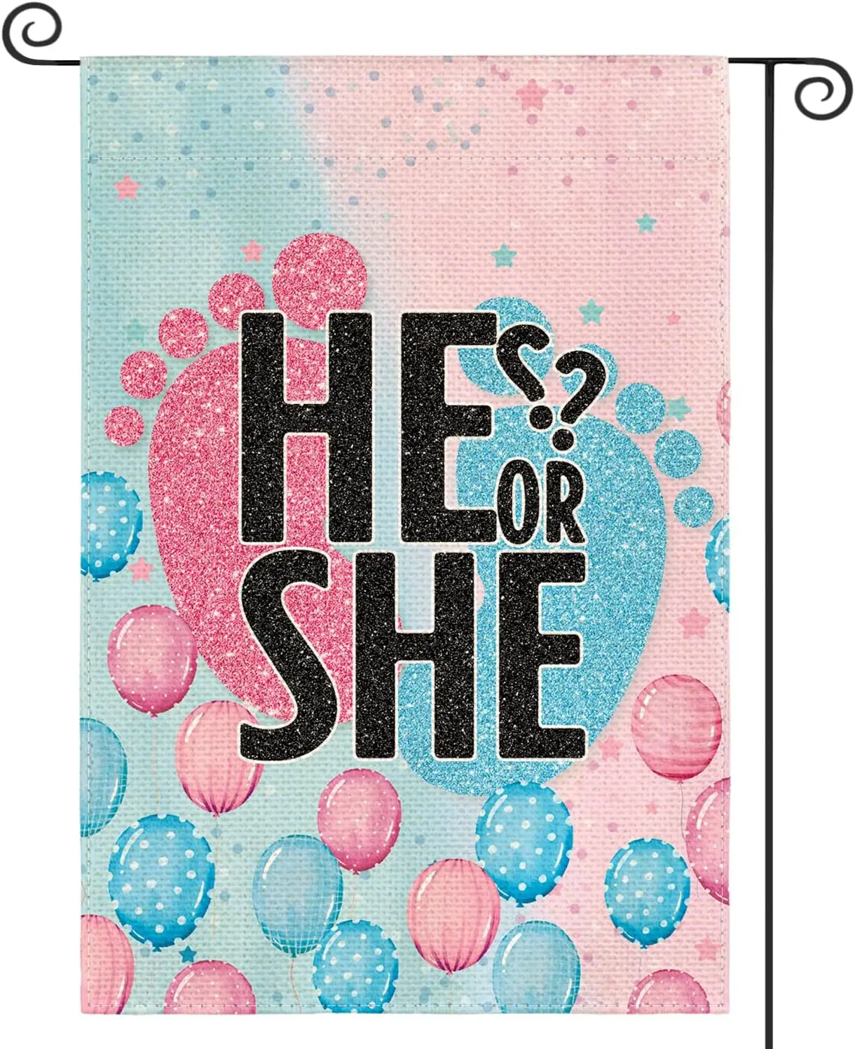 colorlife Gender Reveal Party Garden Flag 12x18 Inch Double Sided Outside, He Or She Baby Yard Outdoor Decorative Flag