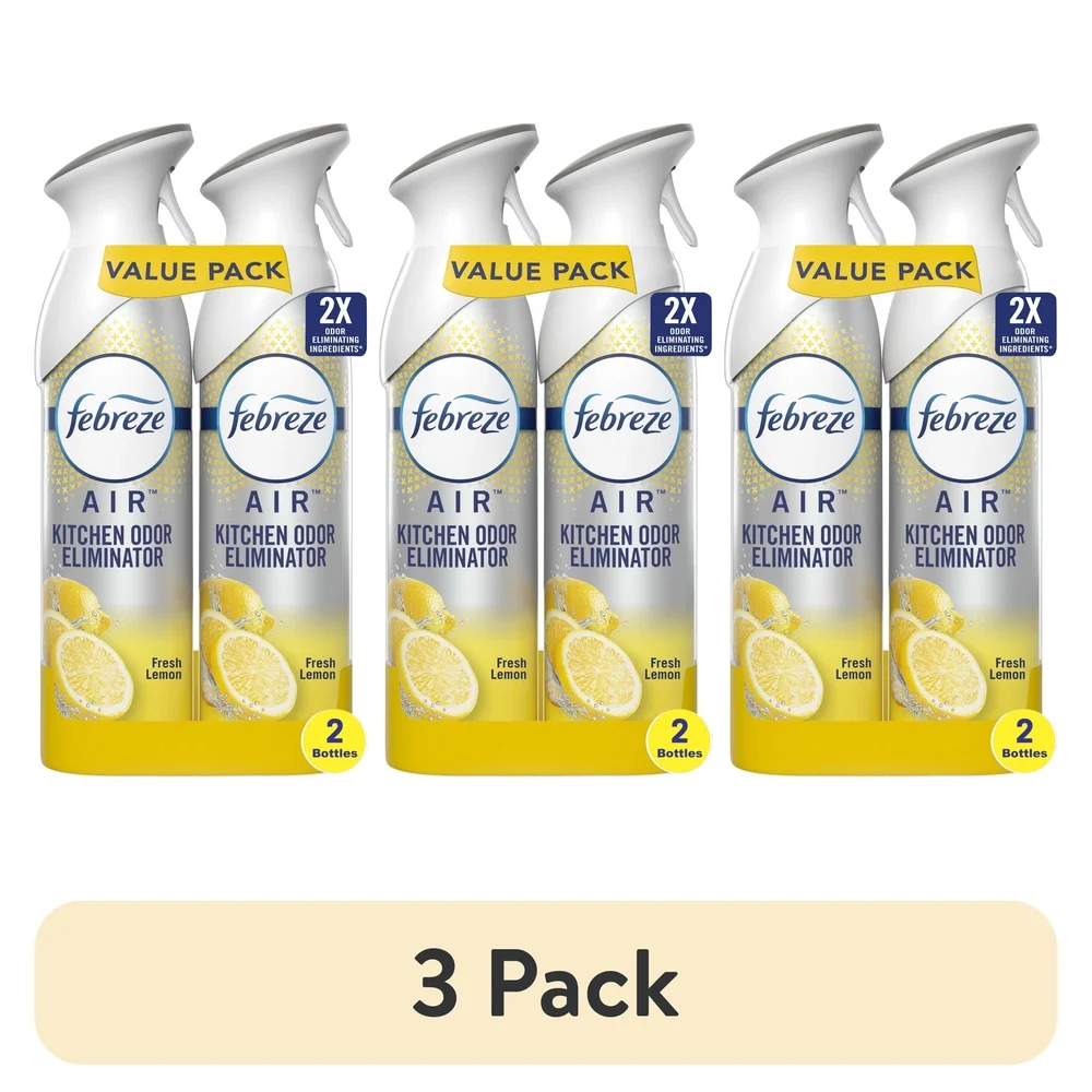 

3 Pack Air Freshener Spray Odor Eliminator Kitchen Lemon Scent 8.8oz Multipurpose Room Spray Freshness Anywhere