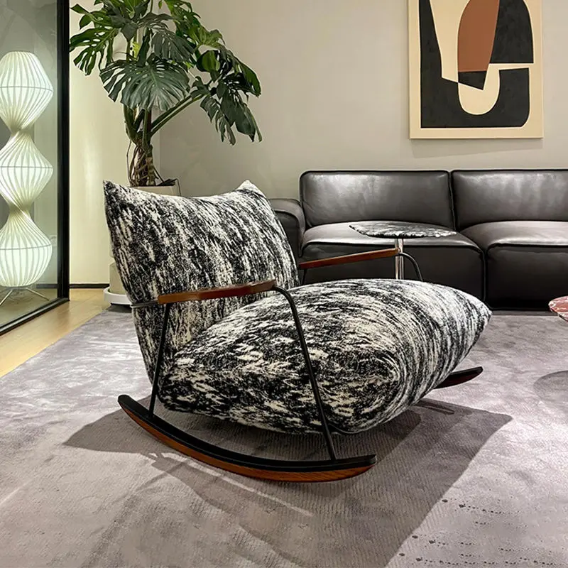 

Retro lazy rocking chair, Italian light luxury fabric, modern leisure chair, home antique style, single sofa recliner