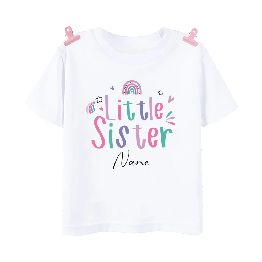 Personalized Big Sister Little Sister Print Family Matching Shirt Custom Name Boys Girls Sibling T-shirt Kids Short Sleeve Tee