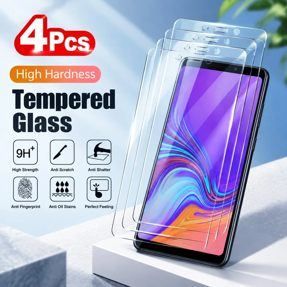4PCS Tempered Glass For Samsung Galaxy A05 A06 A07 A15 A16 A17 A23 A24 4G A25 Screen Film For Samsung Galaxy A26 A27 A31 A32 4G