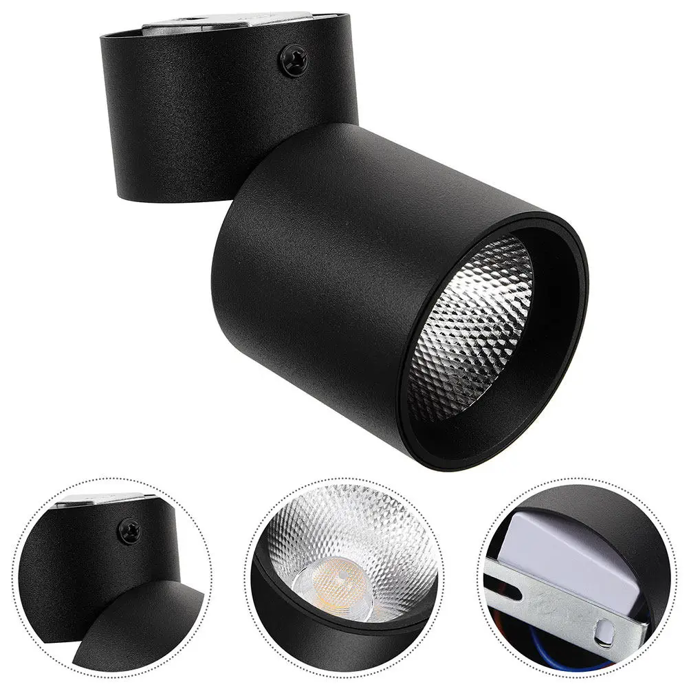 角度調整可能な10w-ledシーリングスポットライト。室内用、表面取り付け式。リビング、廊下、ギャラリーウォールなどに最適。穴あけ不要のダウンライト。