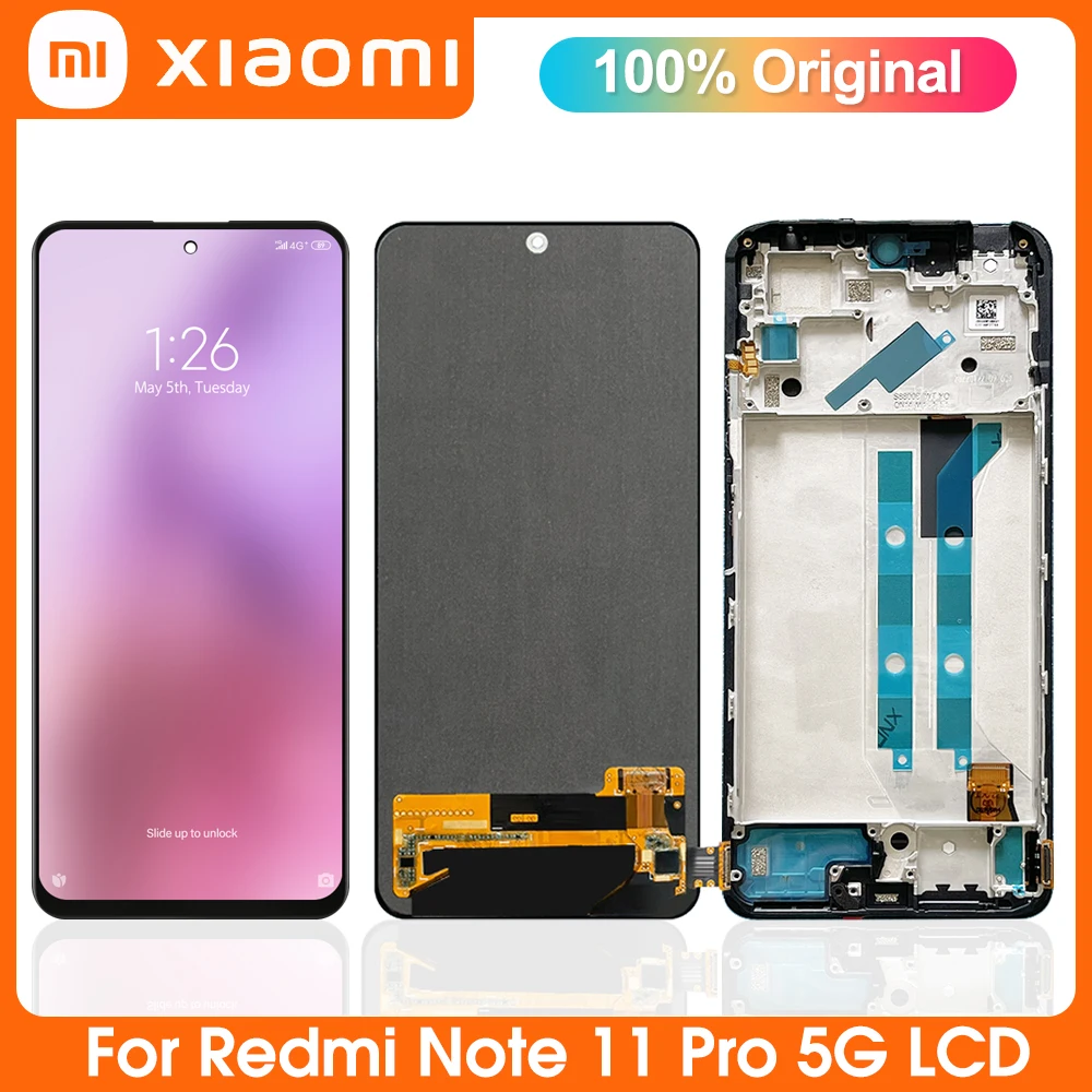 

Original AMOLED For Xiaomi Redmi Note 11 Pro 5G LCD Display Touch Screen Digitizer Assembly Replacement 21091116I, 2201116SG LCD