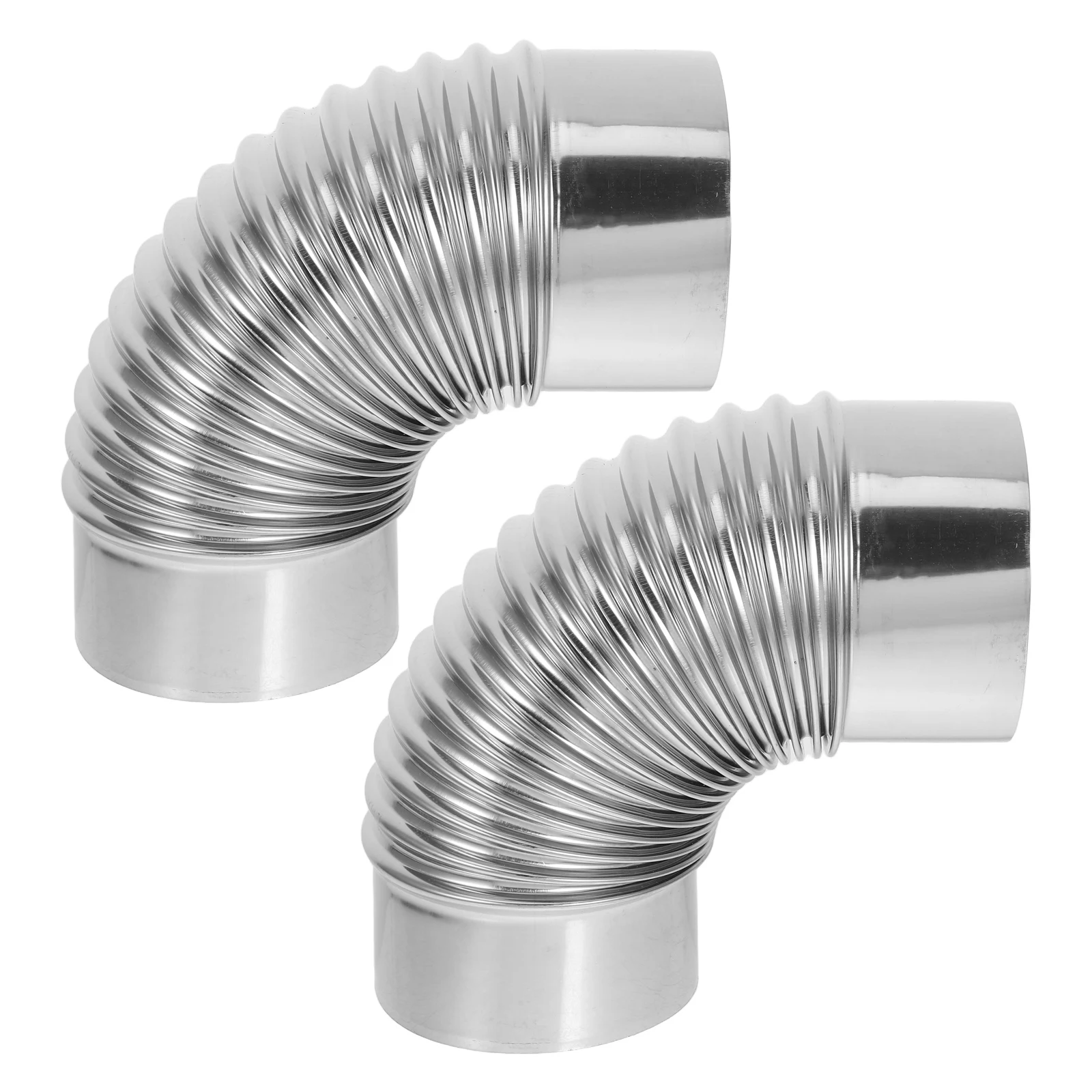 

2pcs Stainless Steel Elbow Chimney Smoke Exhaust Vent Connector For Water Heater Range Hood Flue Ventilation Outdoor Stove