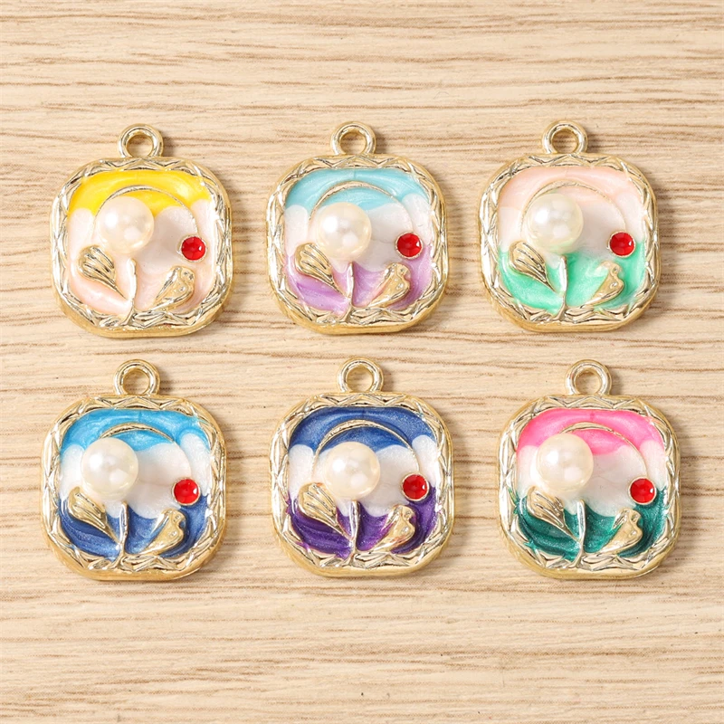 10 Stück niedliche, bunte Emaille-Blumen- und Kaktus-Anhänger zum Basteln von Ohrringen, Halsketten, DIY-Handarbeiten und Schmuckzubehör – Detail 10