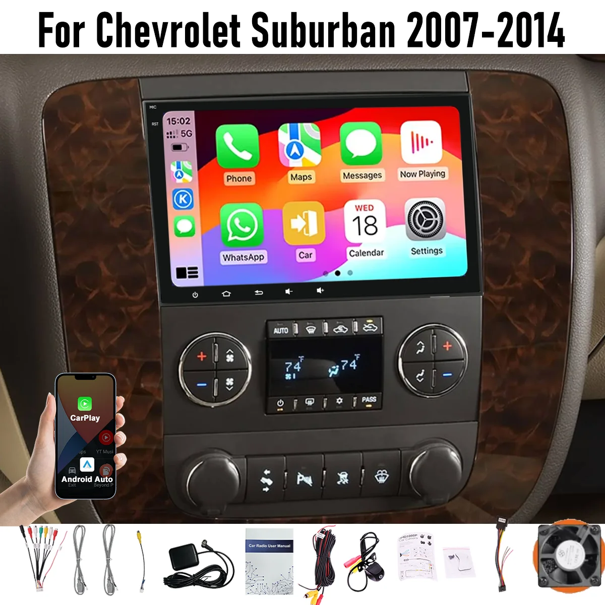 8“ Apple CarPlay Android auto 6-128GB (8CORE) For Chevrolet Suburban 2007-2014 Screen Android15 Head Unit GPS Navigation Radio