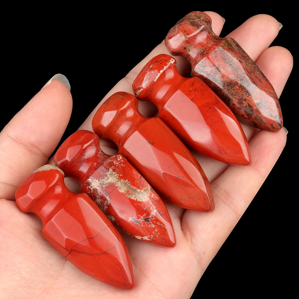 Natural Stone Pendant Sword Shape NO Hole Natural Rose Quartz Amethysts Pendant for Making DIY Bracelet Necklace Accessories