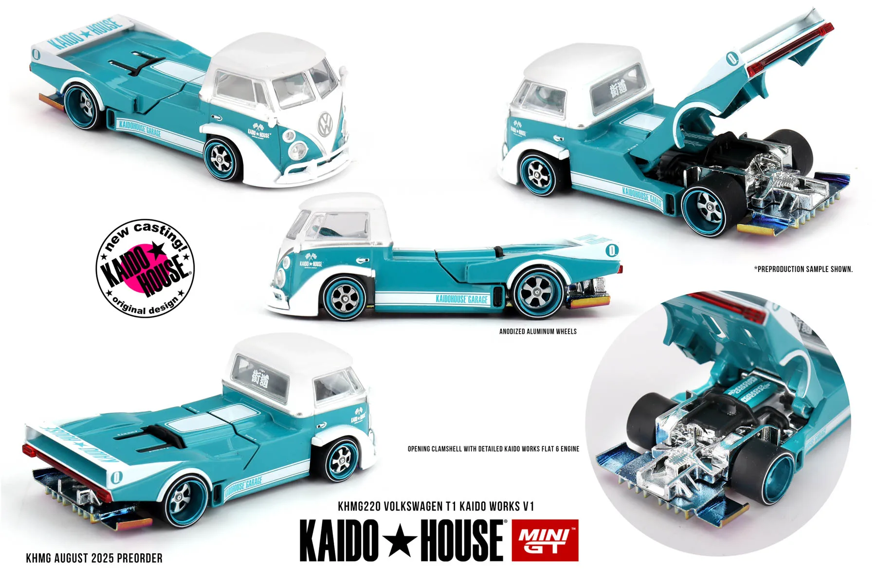 Kaido House + MINIGT Volkswagen T1 KAIDO WORKS V1 KHMG220-CH voiture en alliage véhicule à moteur moulé sous pression modèle en métal enfants jouets garçons