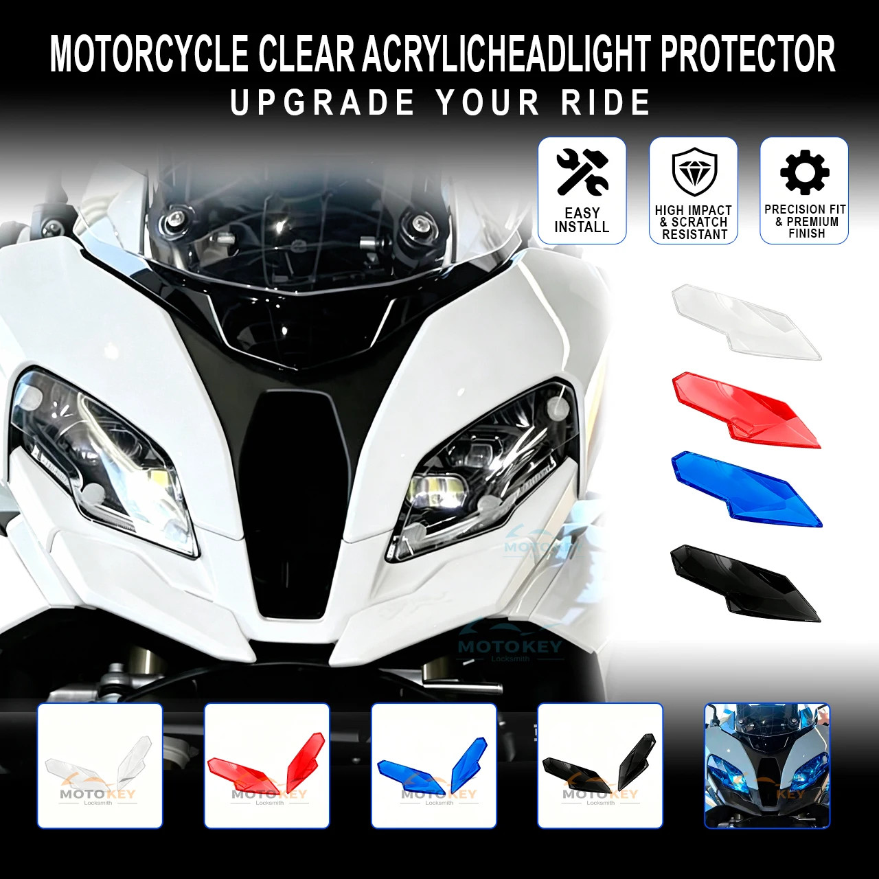 

new Motorcycle Acrylic Front Headlight Guard Head Light Lens Cover Protector For BMW S1000XR 2020-2025