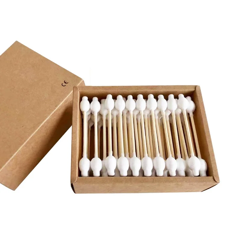 

50 Pcs/Box Double Head Bamboo Cotton Buds Wood Stick Cotton Swab For Makeup , Nose Ear Cleaning , Pet Care , Art & Crafts