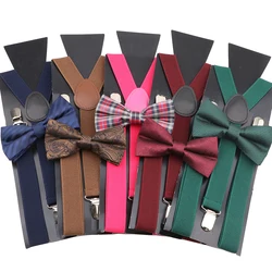 Ensemble de Bretelles à Carreaux pour Homme et Femme, Rouge, Bleu, Vert, Tuxedo Imbibé, Bretelles Unisexes, Papillon, Mariage, Réglable, Y-Back, Ceinture