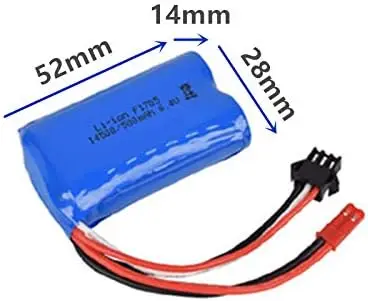 Lithium Battery 500mAh 6.4V JST SM3P Plug WLTOYS 18401 18402 RC Car Electric Appliances Lighting Equipment USB Charging Cable
