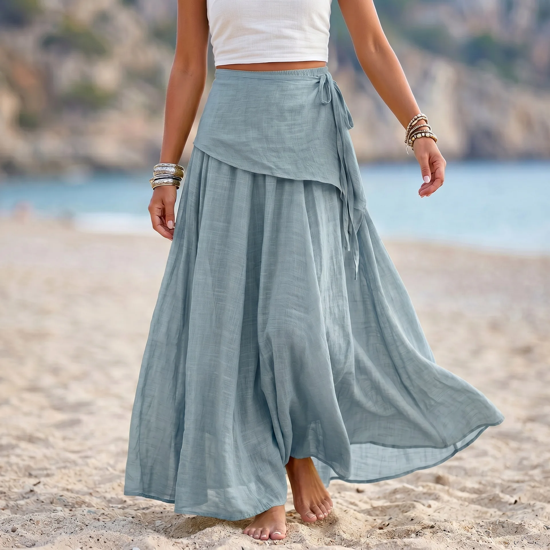 Elegant Ballet Wrap Skirt Adjustable Tie Waist Dancewear for Women Dance Swing Long Skirts Gymnastic Over Scarf Dropship