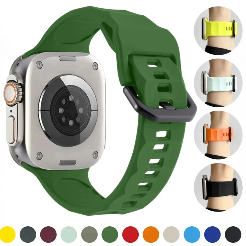 

Soft Silicone Strap for Apple Watch Band 49mm 45mm 41mm 46mm 42mm 38mm Watchband iWatch Series Ultra 10 9 8 7 6 5 4 SE 44mm 40mm