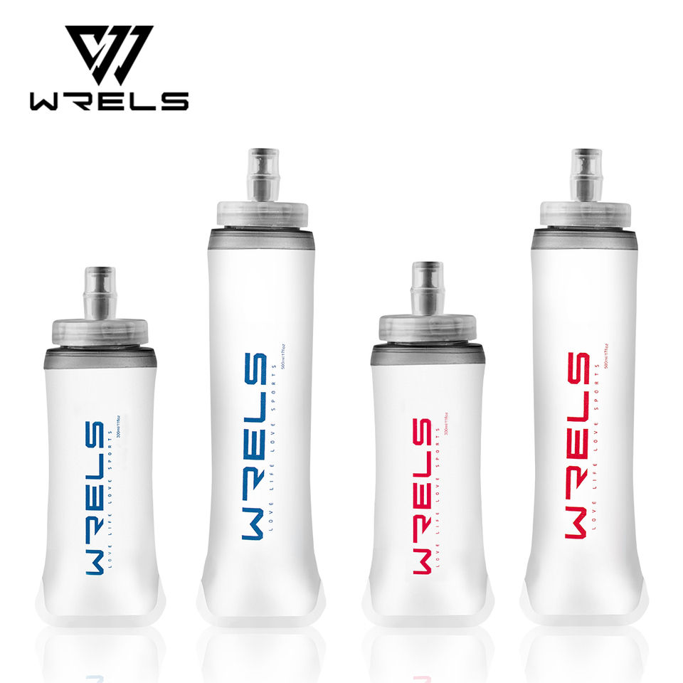  WRELS Sports Water Bottles BPA-Free Collapsible Soft Flask Running Camping Hiking Hydro Flask Soft Water Bottle for Hydration 