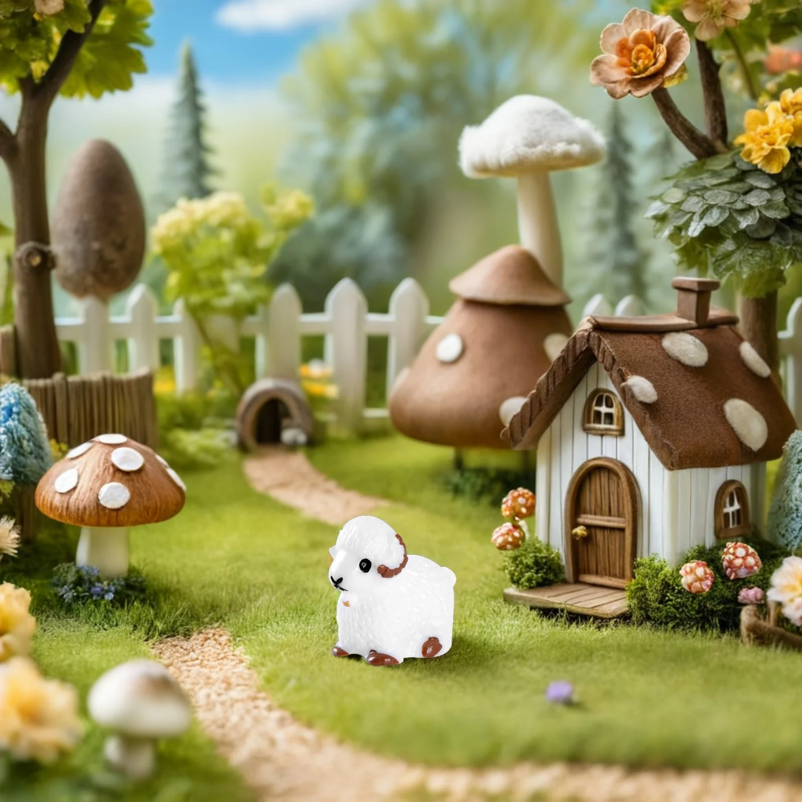 

20Pcs Sheep Baby Resin Miniature Mini Sheep Garden Decoration Micro Landscape Craft for Fairy Gardens Outdoor Decor