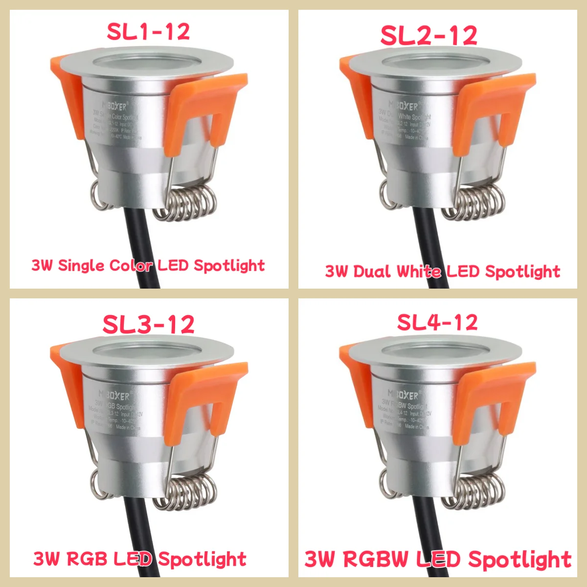 

Miboxer 3W LED Spotlight 12V Waterproof IP66 Single Color/Dual White/RGB/RGBW 2.4G Remote Control Mini LED Downlight Dimmable