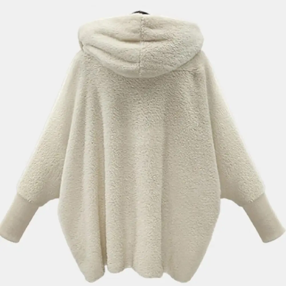 Casaco de inverno monocromático feminino com chapéu, cardigã, jaqueta