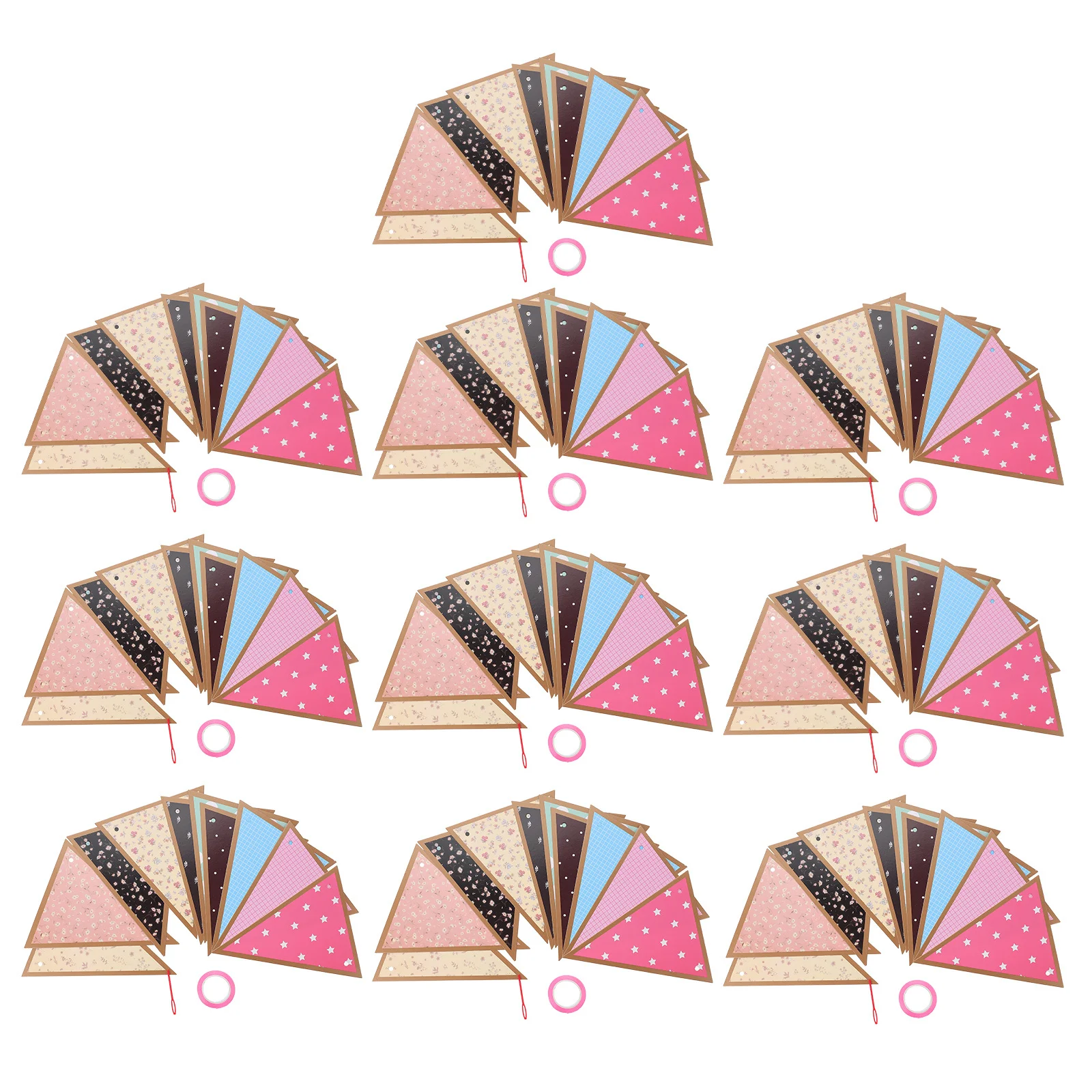 

10Pcs Paper Triangle Banner Flags Multicolor Decorative Bunting Classroom Party Decoration Hanging Pendant Banner