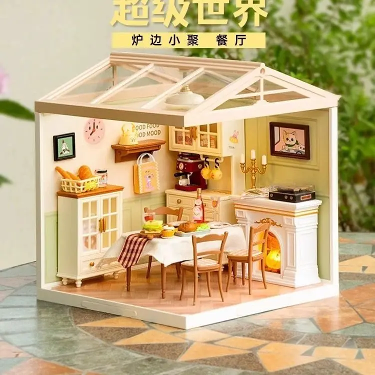 Super World New Product Restaurant Handmade DIY Custom Building Cabin 3D  Puzzle Block House Super Mini World Kit Exquisite Gift