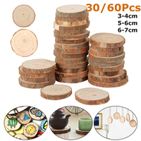 30/60Pcs Wood Slices With Tree Bark Natural Pine Round Unfinished Wood Slices Painting DIY Crafts for Wedding Christmas Decor
