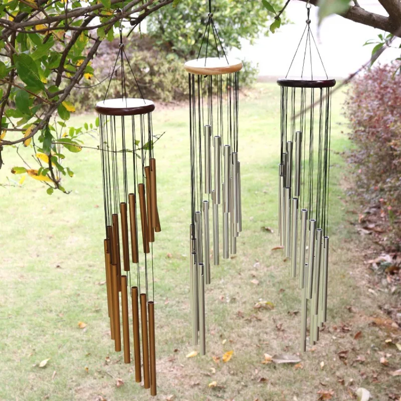 12 Tubes Wind Chimes Aluminum Tube + Pine  Metal Pipe Wind Chimes Bells Decor Outdoor Yard Decoration Large Wind Chimes Bells