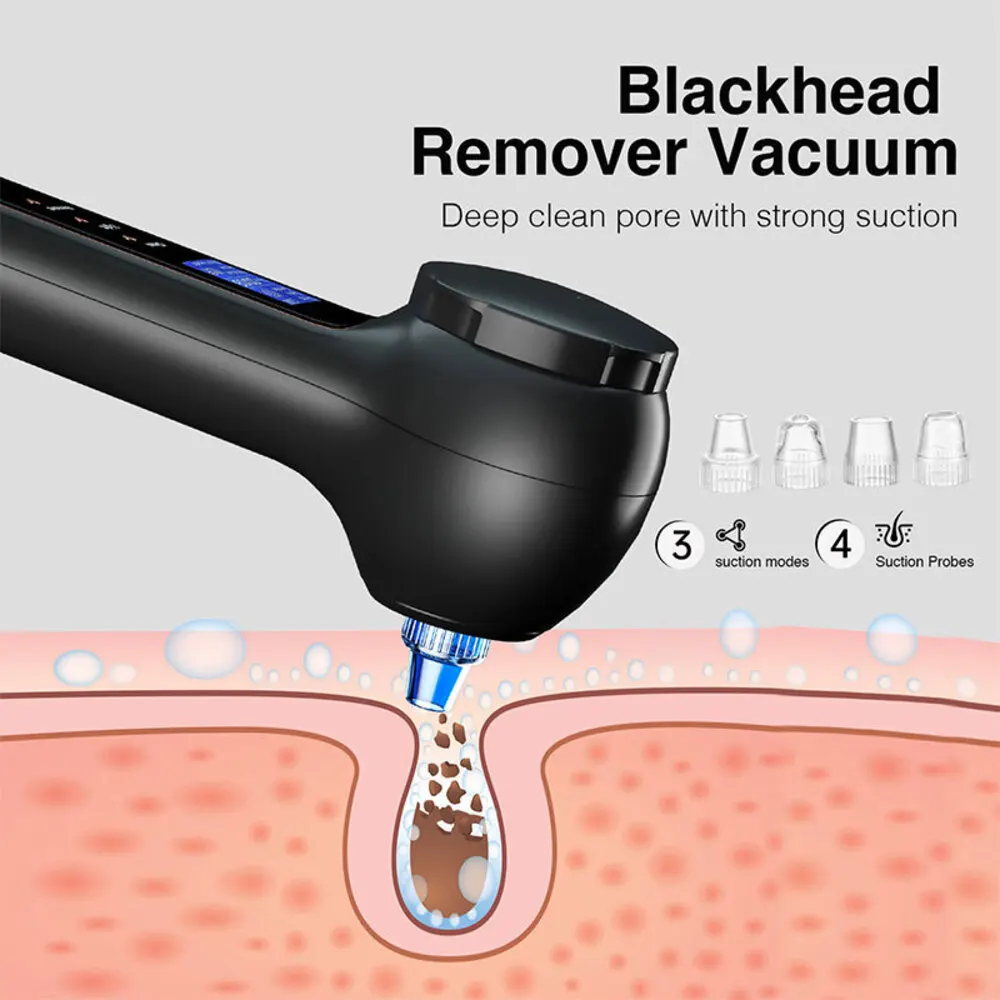 2 في 1 IPX7 مقاوم للماء سيليكون تدور فرشاة LED الدورية فراغ لإزالة الرؤوس السوداء سونيك الموقت أداة تنظيف الوجه الوجه الشفاه