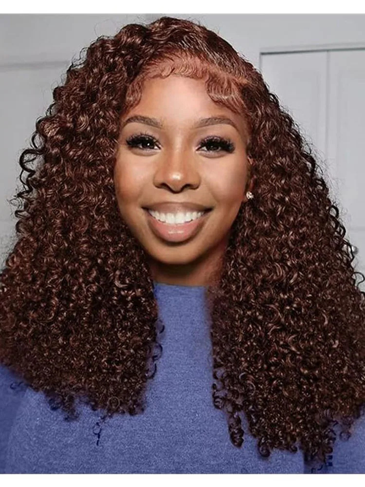 # 4 Chocoladebruine Pixie Krullende Crochet Haar Extensions Bulk Echt Haar Kinky Curl Onzichtbare Miracle Knots Feather Crochet Haar - afbeelding 2