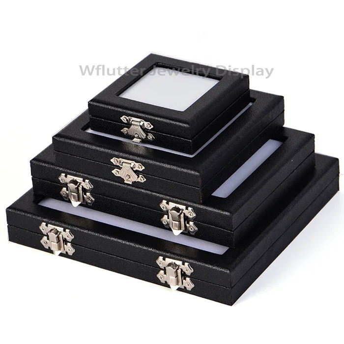 Hoge kwaliteit edelsteen display box kunstleer diamant opbergdoos Gem Display Organizer stenen behuizing sieraden houder Showcase