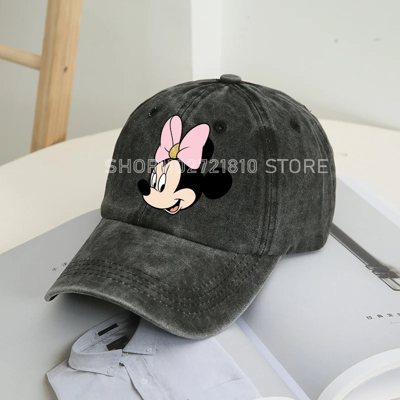 Mickey Minnie Mouse Cap Wash Distressed Soft Hat Cartoon Men & Women Hip Hop Hats Pure Cotton Breathable Couple Riding Hood Gift