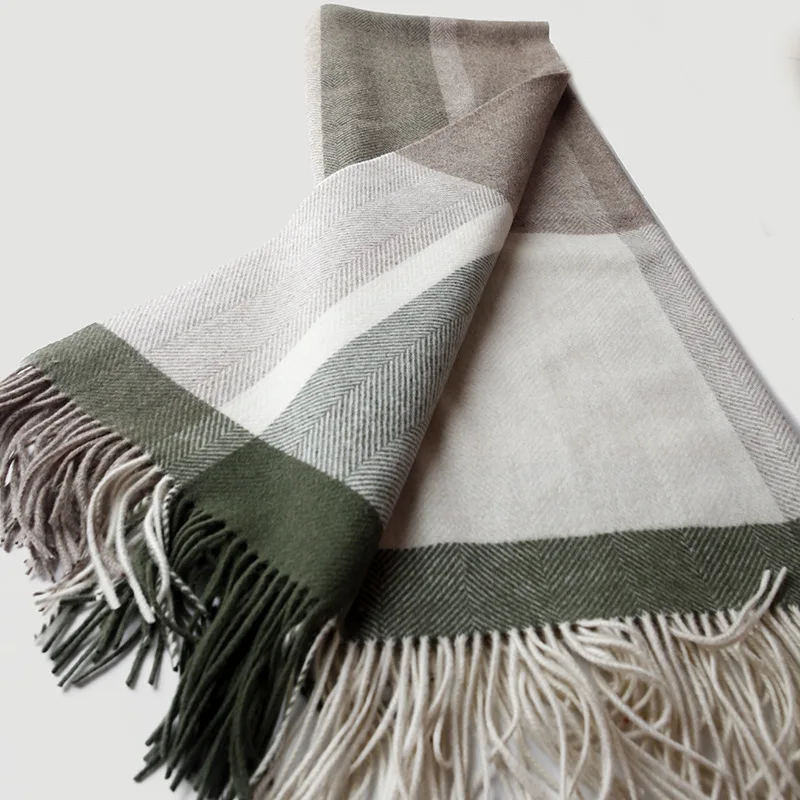 Classic Geometric Wool Blanket. Portable Travel Shawl for Camping, Flying, or Home. Warm Fall/Winter Throw.