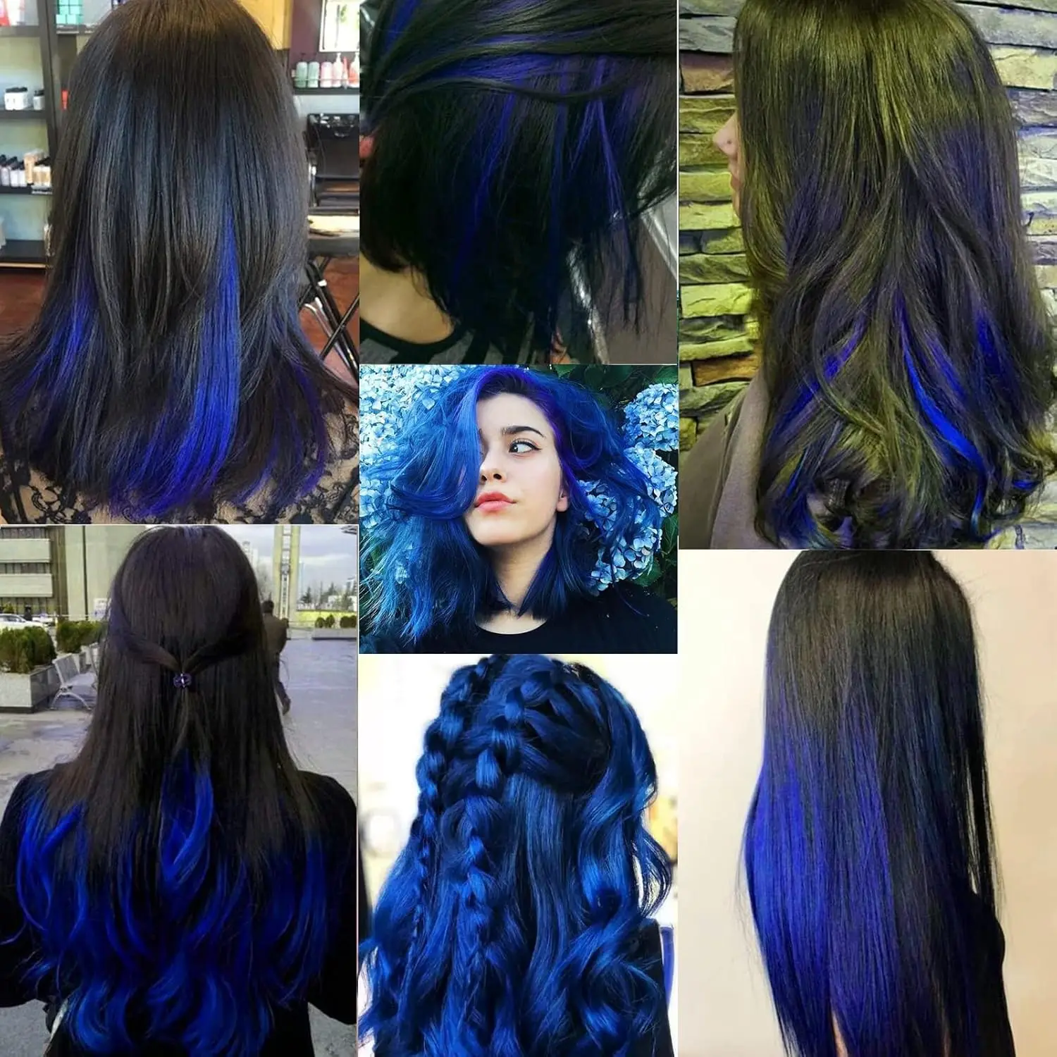 12-teilige lange, gerade, synthetische schwarze Haarverlängerungen zum Anklipsen, farbige Party-Highlights, Haarteile für Frauen, Kinder, Mädchen, Halloween – Detail 10
