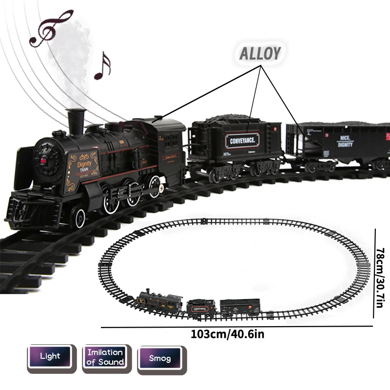 

Alloy Railway Train Add Water Emit Smoke Toy Metal Carriage Train Track Toys High Quality Locomotive with Sound&Light Kids Gift