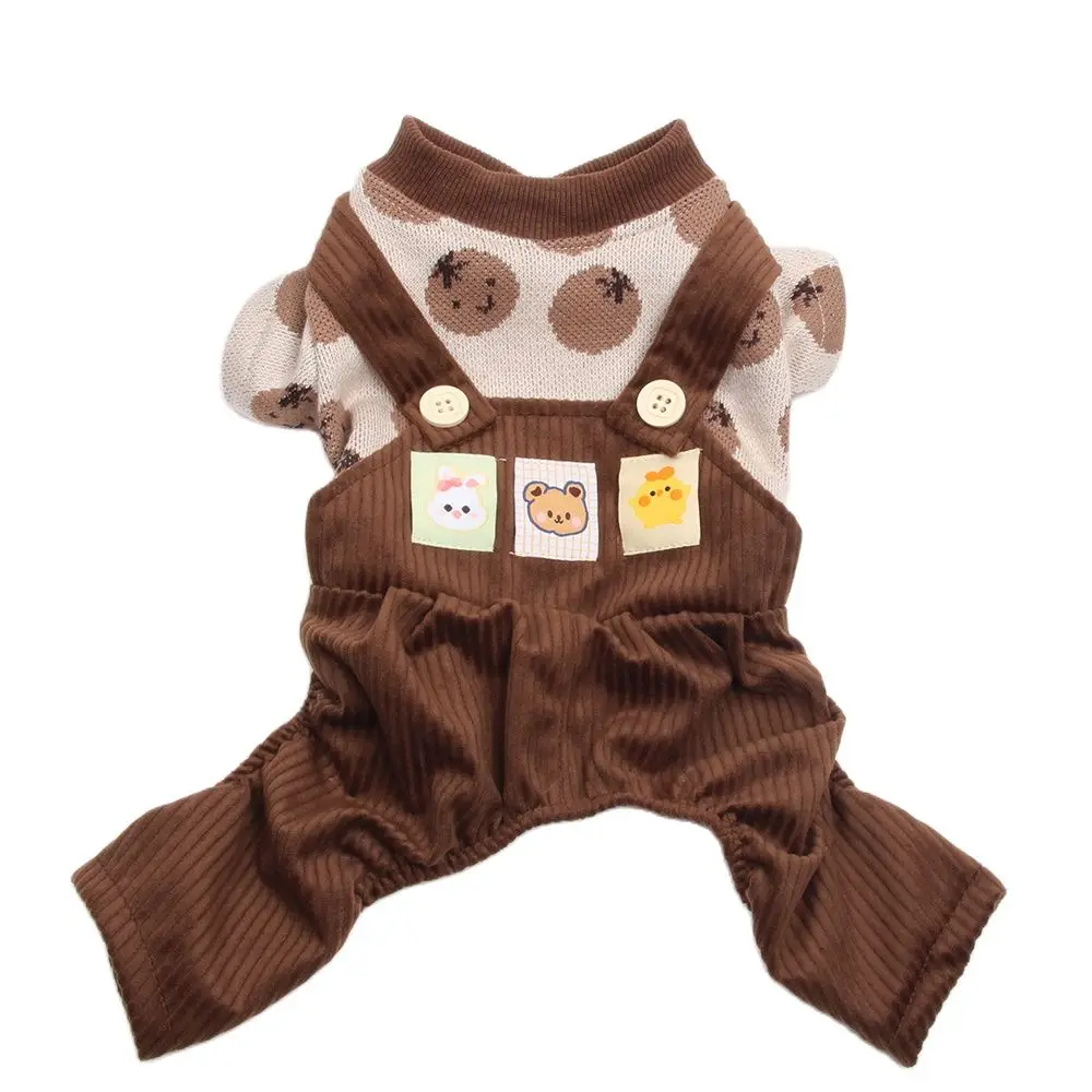 Boy Dog Cat Jumpsuit Rompers with Cartoon Design Pet Puppy Coat Jacket Autumn/Winter Ouffit