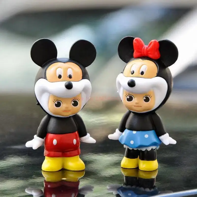 6pcs/Set Disney Anime Stitch Mickey Mouse Minnie Action Figure Tiger Donald Duck Animal Mouse Model Cake Ornaments Gift For Kids