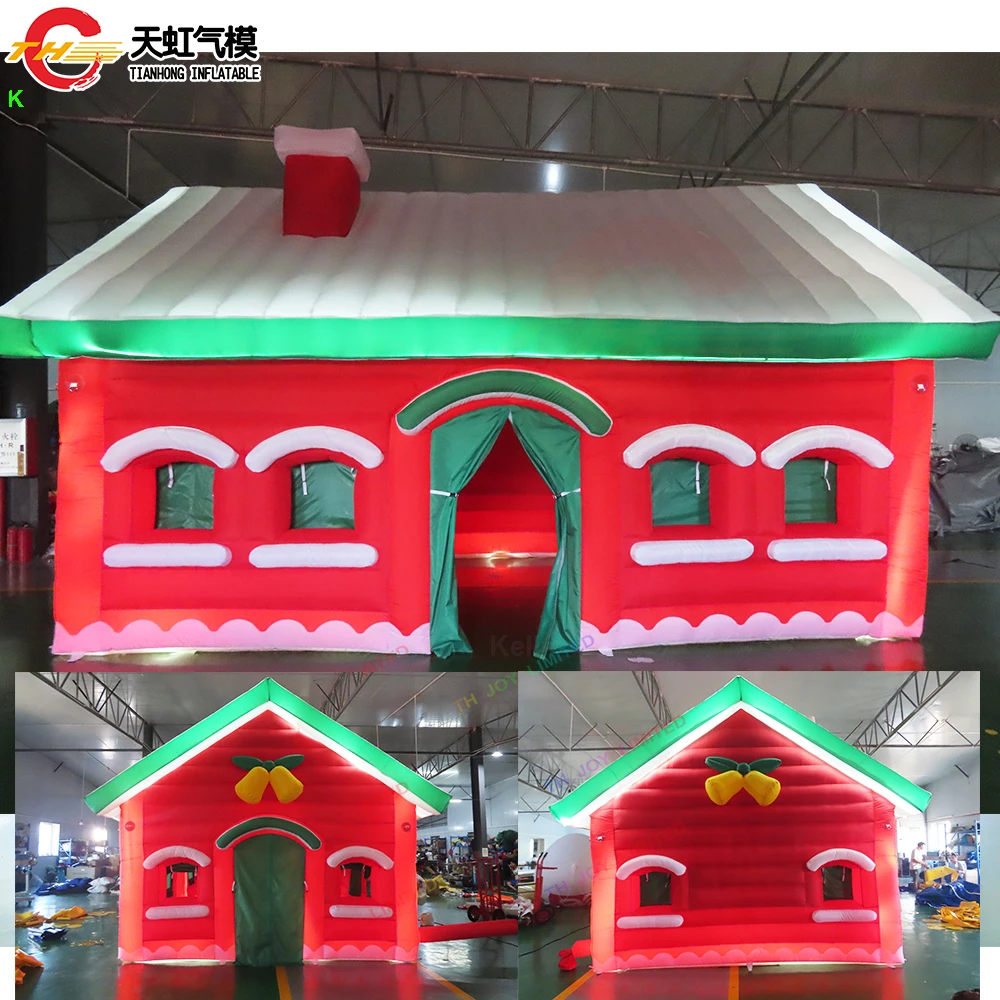 Fast Shipping Custom Made Giant Inflatable Christmas House for Celebration Xmas Inflatable Santa House with Blower