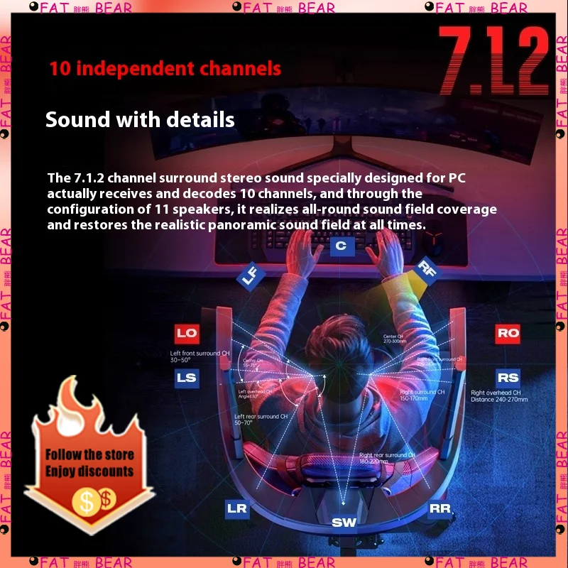 COLOGCS surround sound 7.1.2 sound PS5 cinema computer GCS game panoramic sound speaker subwoofer customizable