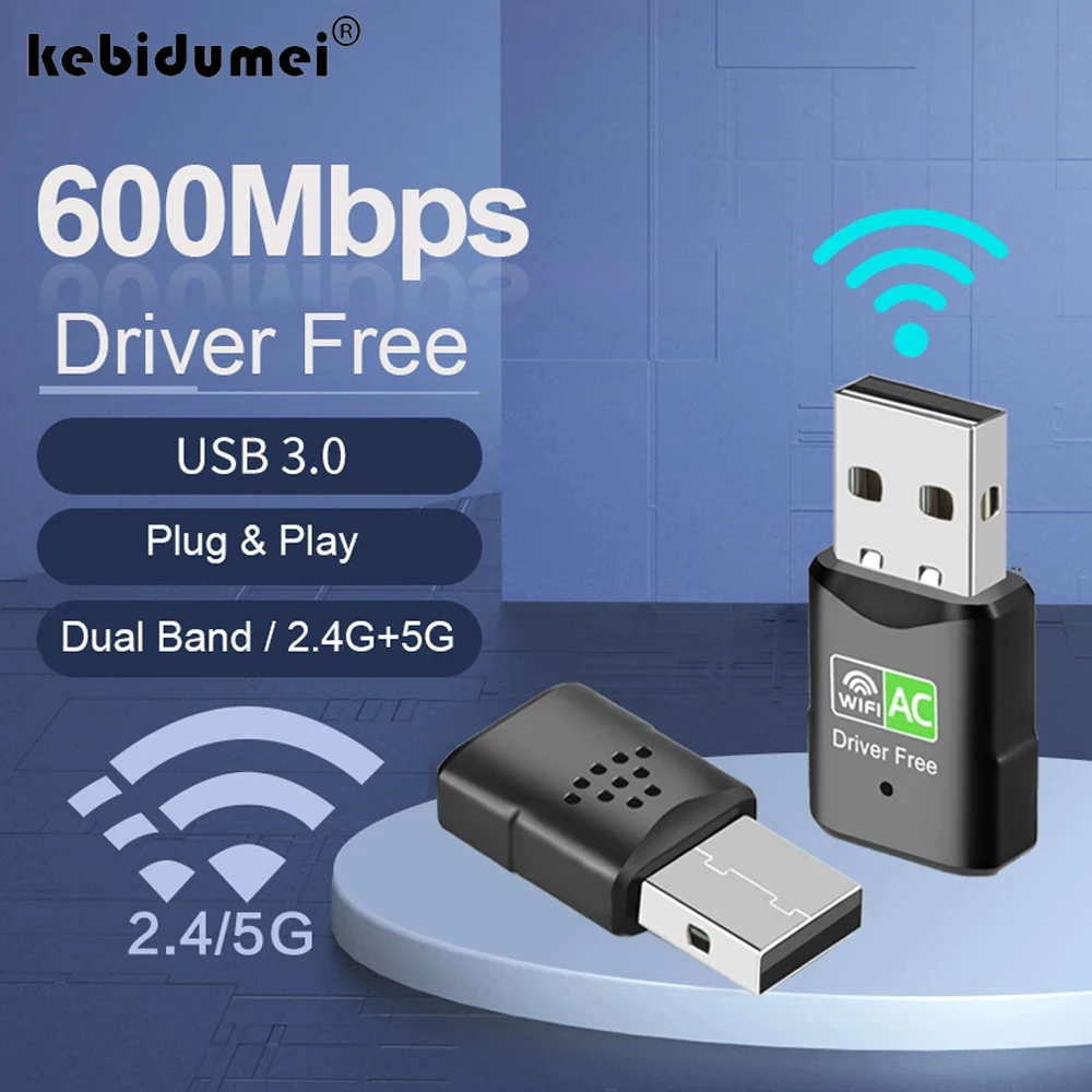 USB 3.0 600Mbps WiFi Adapter Dual Band 2.4G&5.8GHz Free Driver Wireless Network Card For Desktop Computer Laptop Wifi Receiver