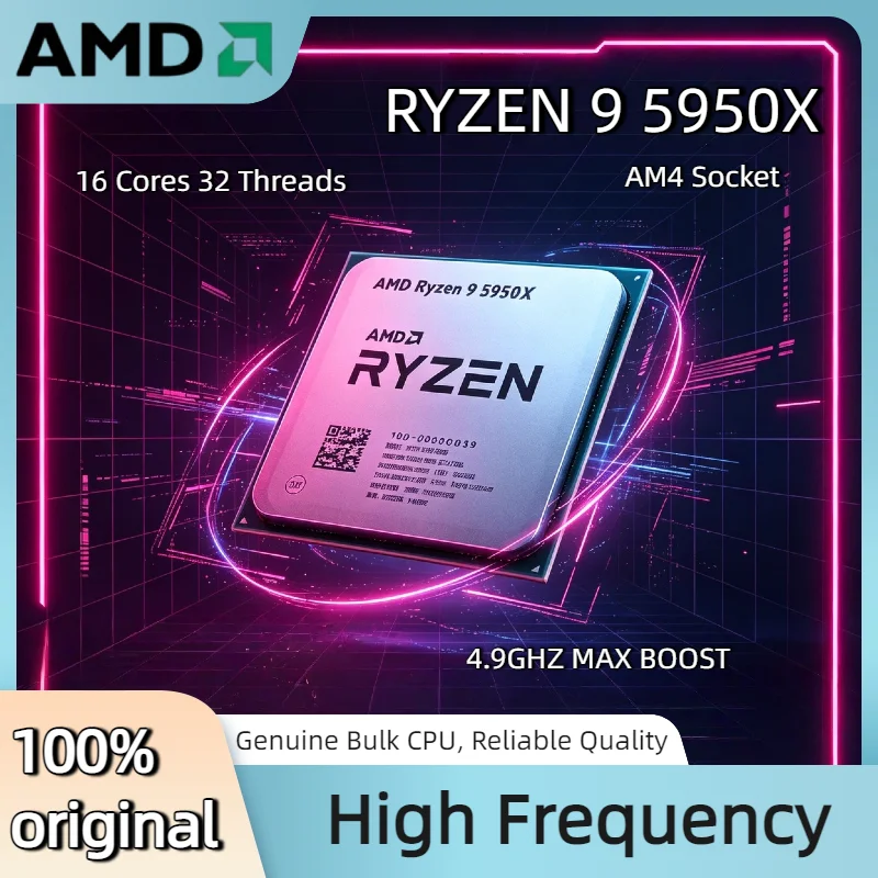 Procesador de Escritorio para Juegos 16C 32T AMD R9 5950X Ryzen 9 5950X 4.9GHz Boost 7nm AM4 64MB L3 105W PCIe 4.0 DDR4 3200, en Bandeja, Sin Ventilador