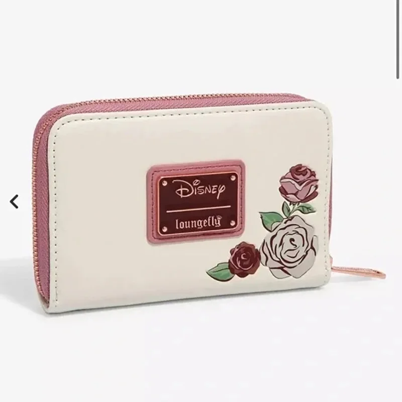 

Disney Beauty And The Beast Theme Wallet Belle And Beast Rose Embossed Coin Purse Cute Princess Tiana Toy Figure Collectible