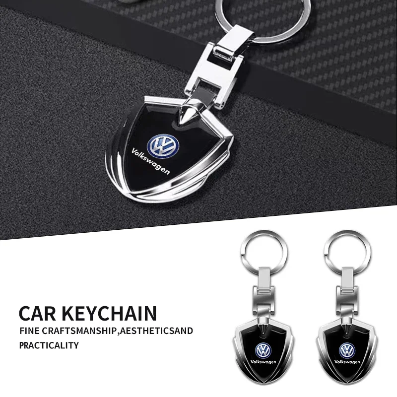 Car Stying Badge 3D Metal Key Rings Shield Shaped Keychain For Volkswagen Golf 4 R32 MK4 Polo Scirocco Polo Passat Touran Jetta