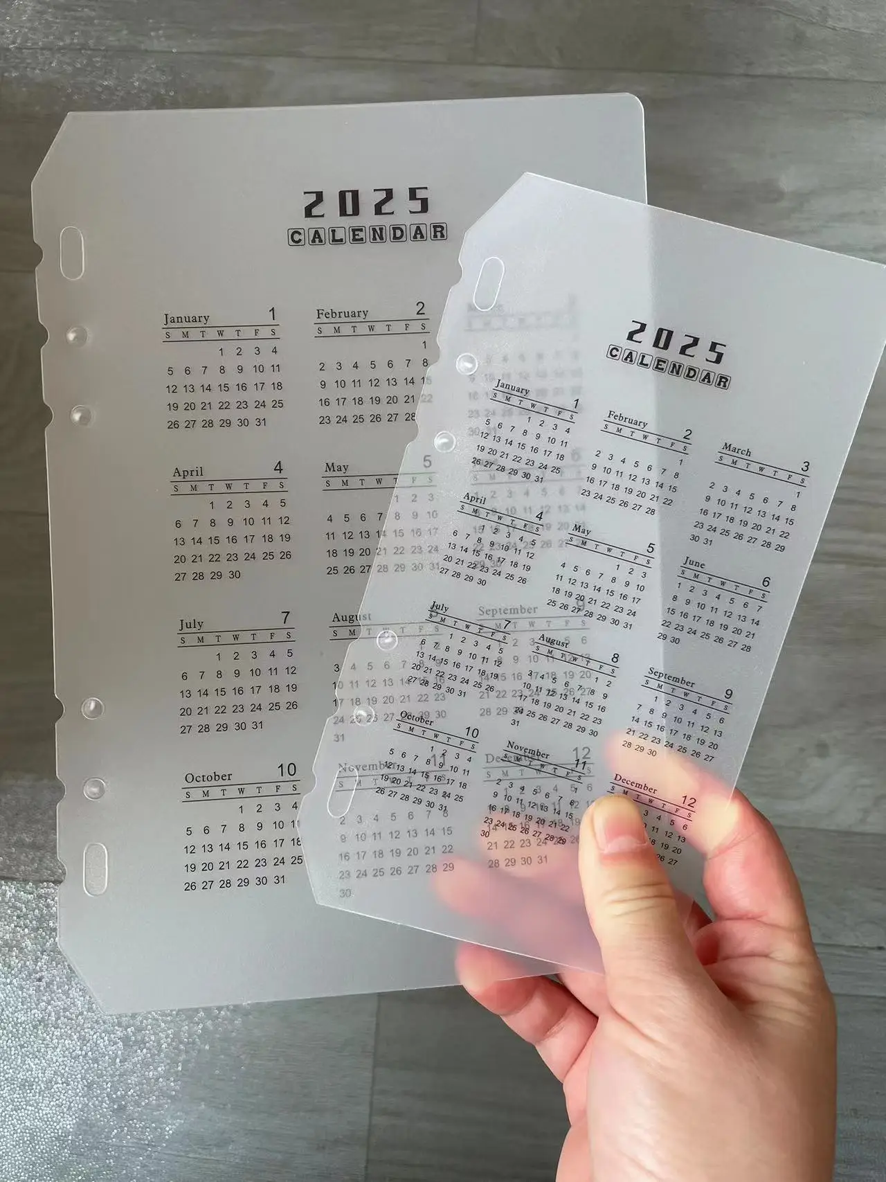 A5A6 Loose-leaf 2025 Calendar Divider And Baffle PP Transparent Matte Loose-leaf Universal Notebook Divider Accessories