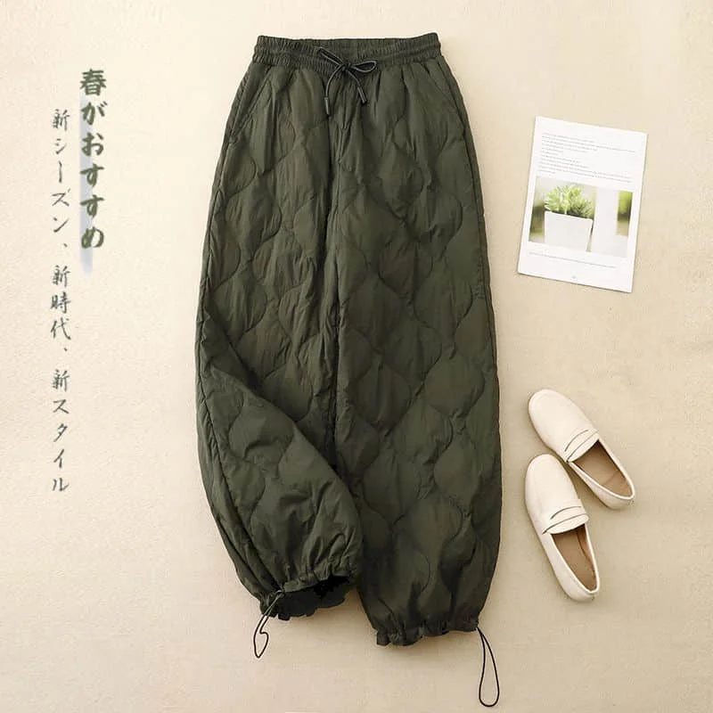 Solid Harem Pants for Women Vintage Trousers Women Korean Style Casual Winter Warm Rhombic Quilted Lantern Pants Women Clothing