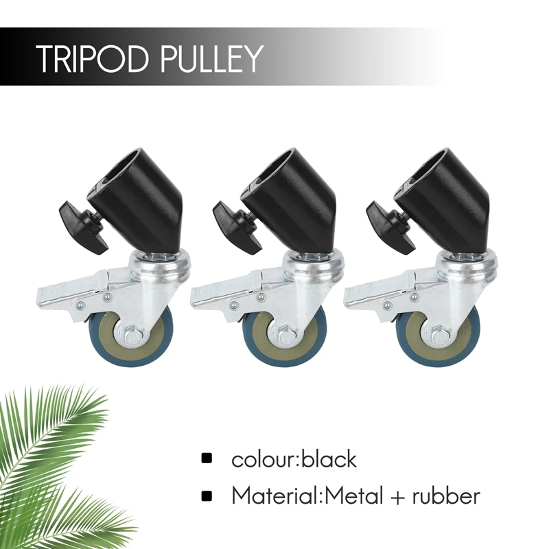 3PCS 22Mm Photo Studio Universal Caster Wheel Tripod Pulley Heavy Duty For Light Stands/Studio Boom