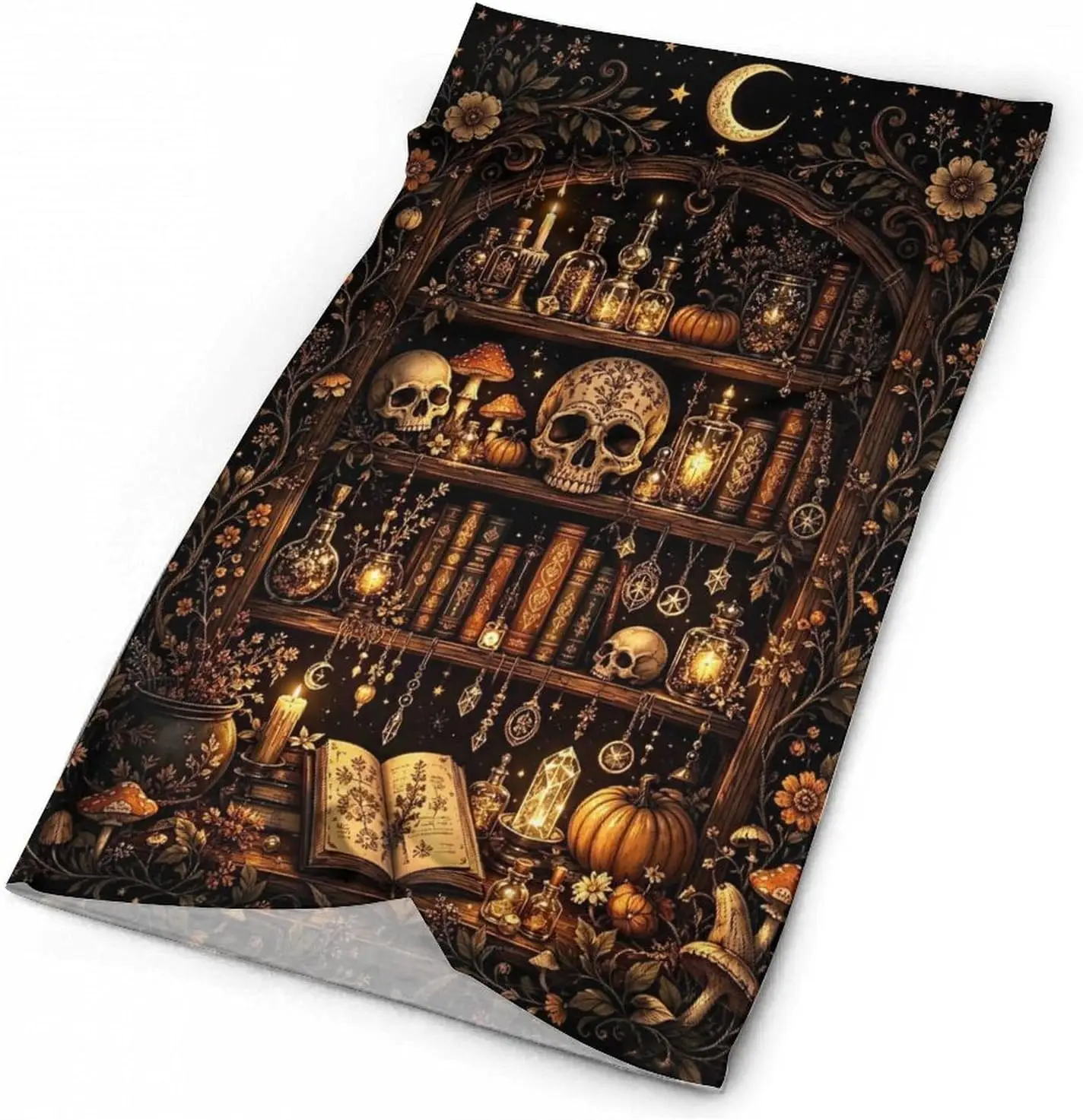 Gothic Raven Skull Lantern Red Moon Neck Gaiter for Men Women
