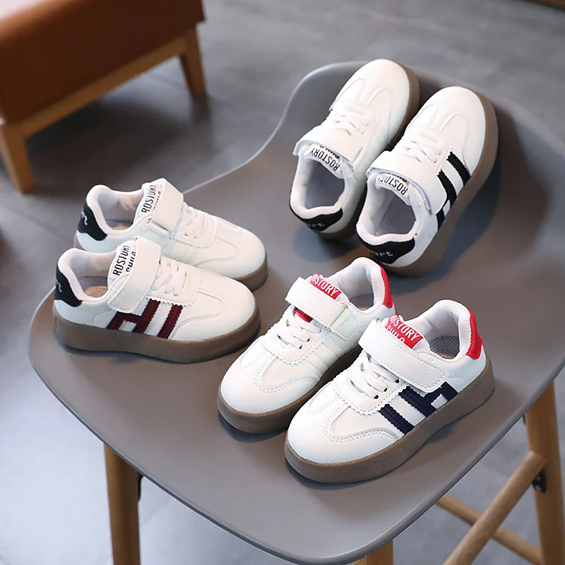 Spring Autumn Children Retro Breathable White Sneakers Kids Soft-Soled Training Shoes Boy Girl Skate Shoes Student Casual Campus