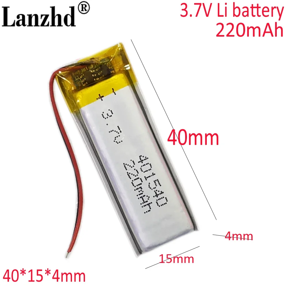 Lithium Polymer Battery 3.7V 401540 041540 451342 For point reading pen recording pen flash shoes 220mAh battery Bluetooth Heads