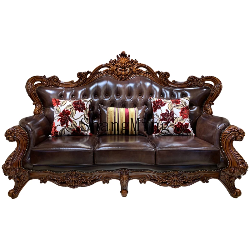 

LXY luxury villa palace retro new solid wood living room furniture whole house